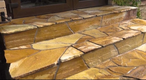 Плитняк златолит жёлтый золотистый для отмостки купить в Ивантеевке